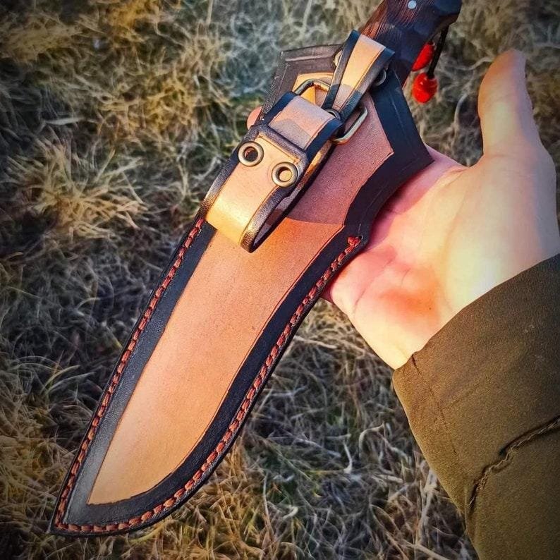 Hand-Forged 80CrV2 Camping Knife | Leather Sheath Outdoor Gift - Image 6