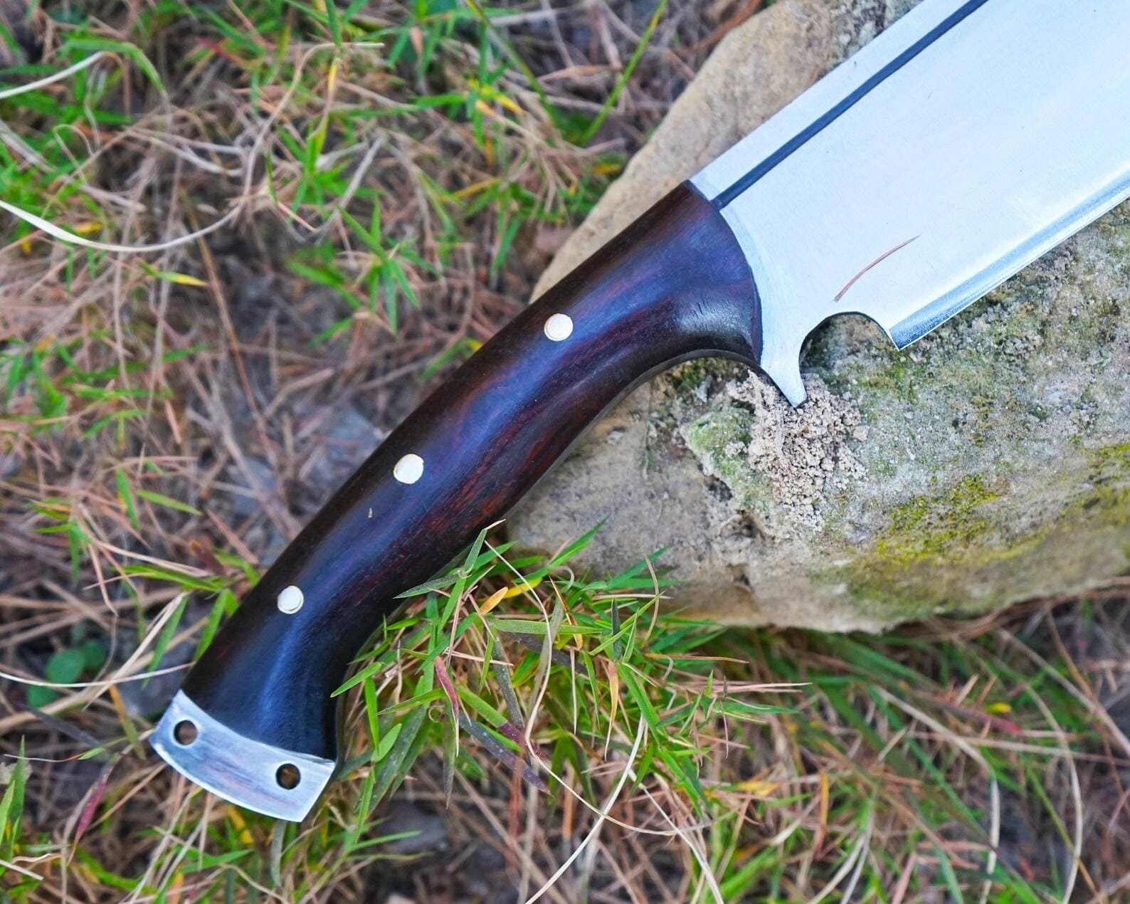 Hand-Forged Spring Steel Machete Knife | Full Tang-Leather Sheath - Image 5