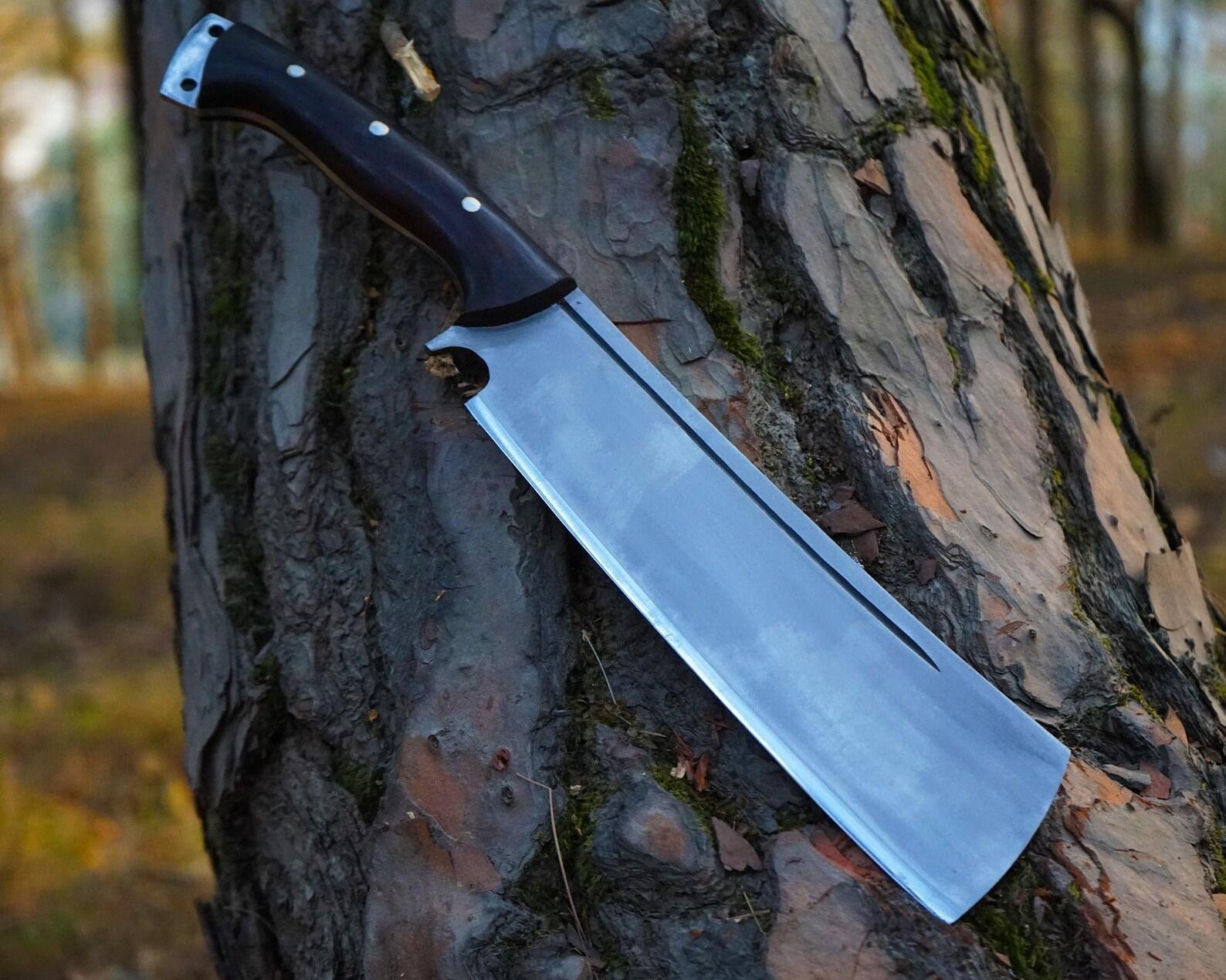Hand-Forged Spring Steel Machete Knife | Full Tang-Leather Sheath - Image 8
