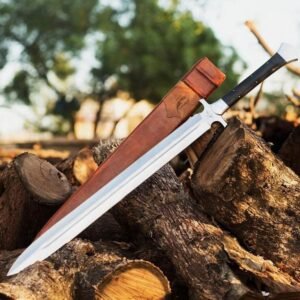 Hand-Forged High-Carbon Steel Sword: G10 Handle, Leather Sheath