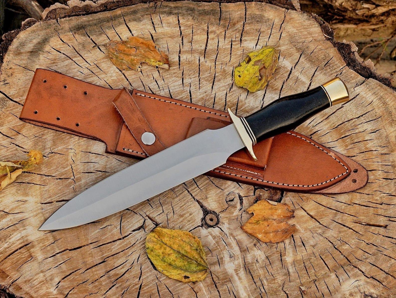 Hand Forged D2 Steel Bowie Knife Set: 14" Hunting Survival Knives with Leather Sheath - Image 3