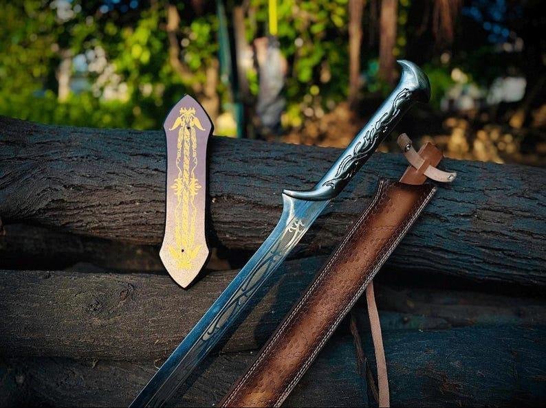 Handmade Viking Elven Sword with leather sheath and wall Mount - Image 3