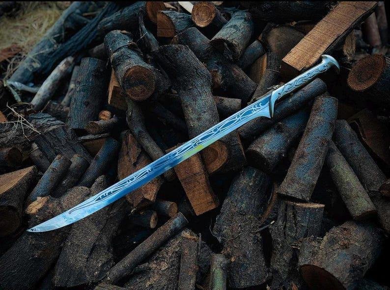 Handmade Viking Elven Sword with leather sheath and wall Mount - Image 4