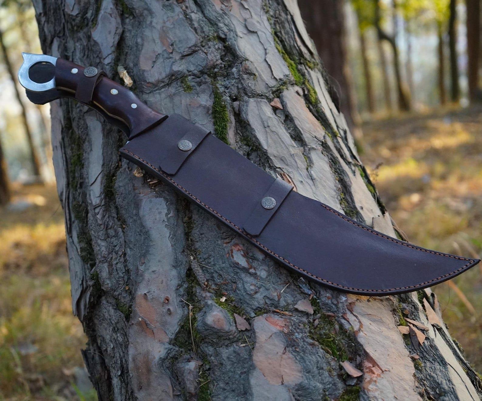 Forged 5160 Steel Bowie Knife: Rosewood Handle w/Sheath - Image 3