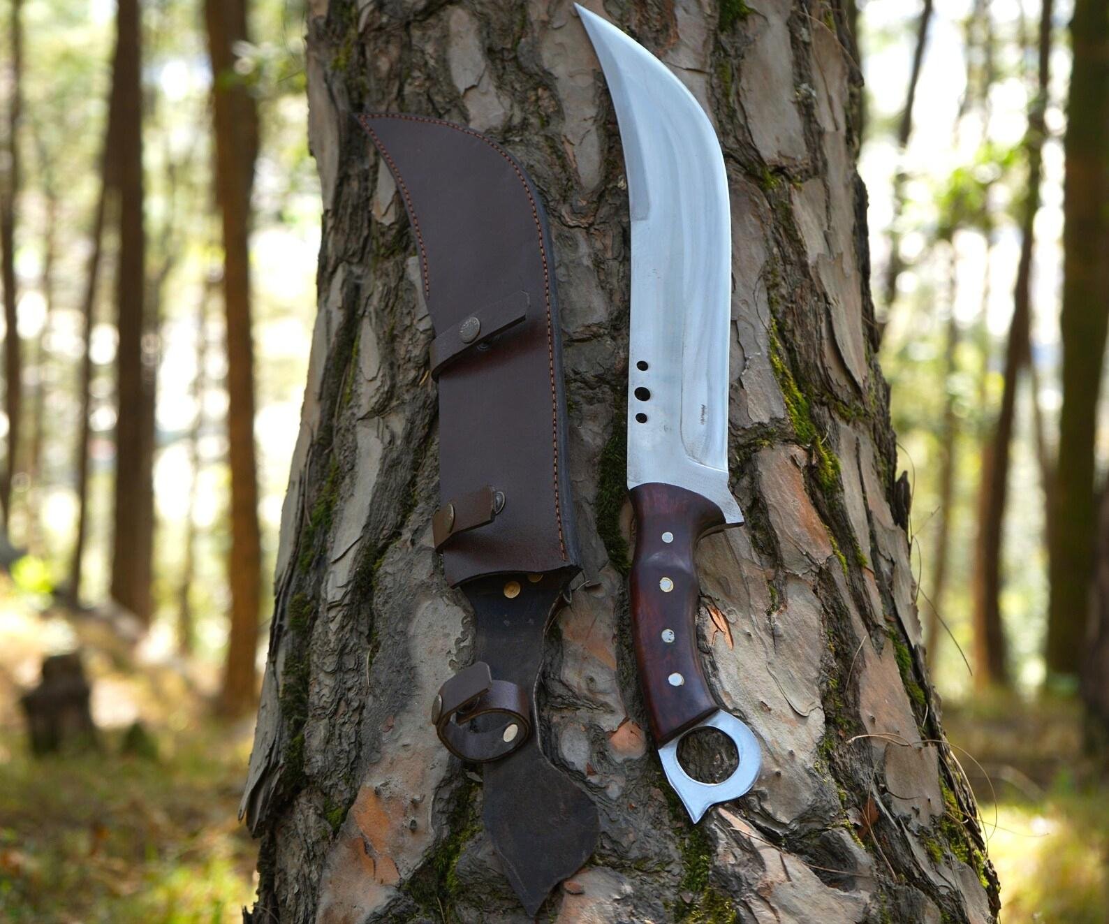 Forged 5160 Steel Bowie Knife: Rosewood Handle w/Sheath - Image 6
