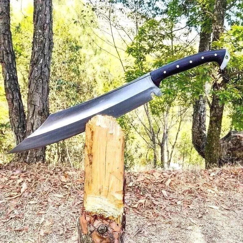Handmade Carbon Steel Machete – 17" Outdoor Tool with Rosewood Handle