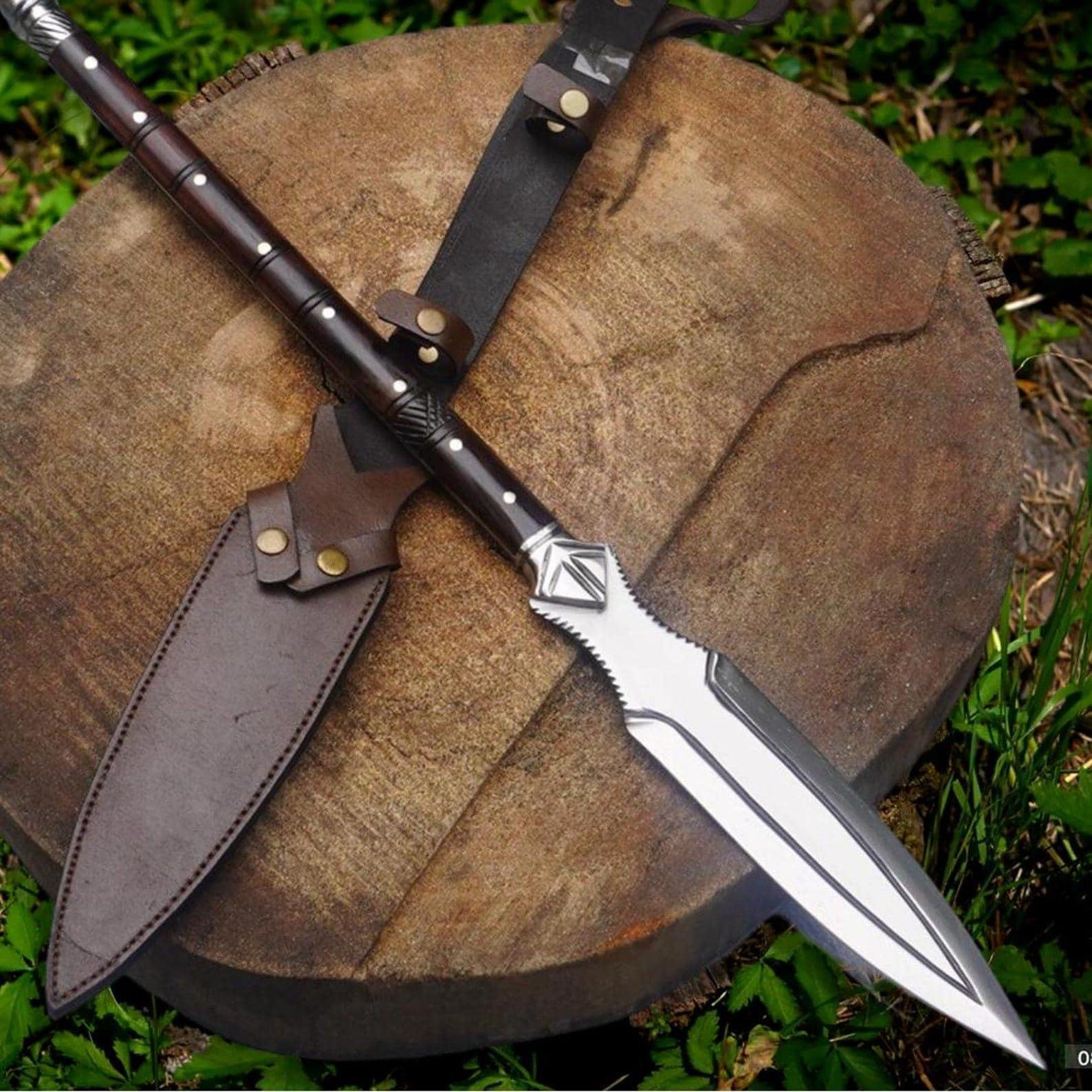 Handmade Viking Spear Replica – 35″ Carbon Steel with Rosewood Handle, Decorative Historical Collectible - Image 6