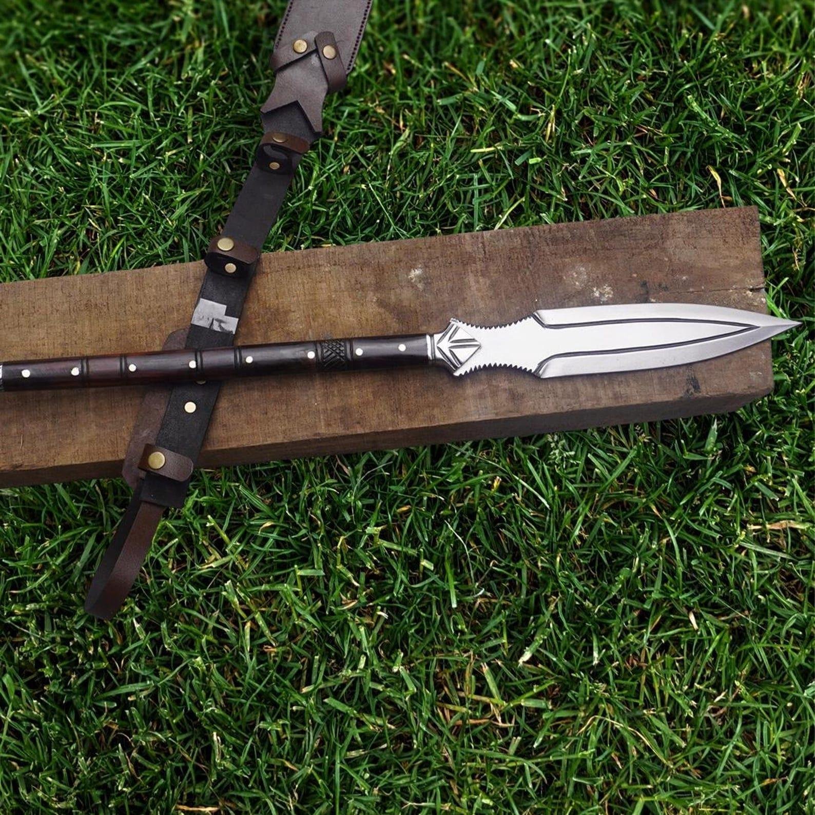 Handmade Viking Spear Replica – 35″ Carbon Steel with Rosewood Handle, Decorative Historical Collectible - Image 2