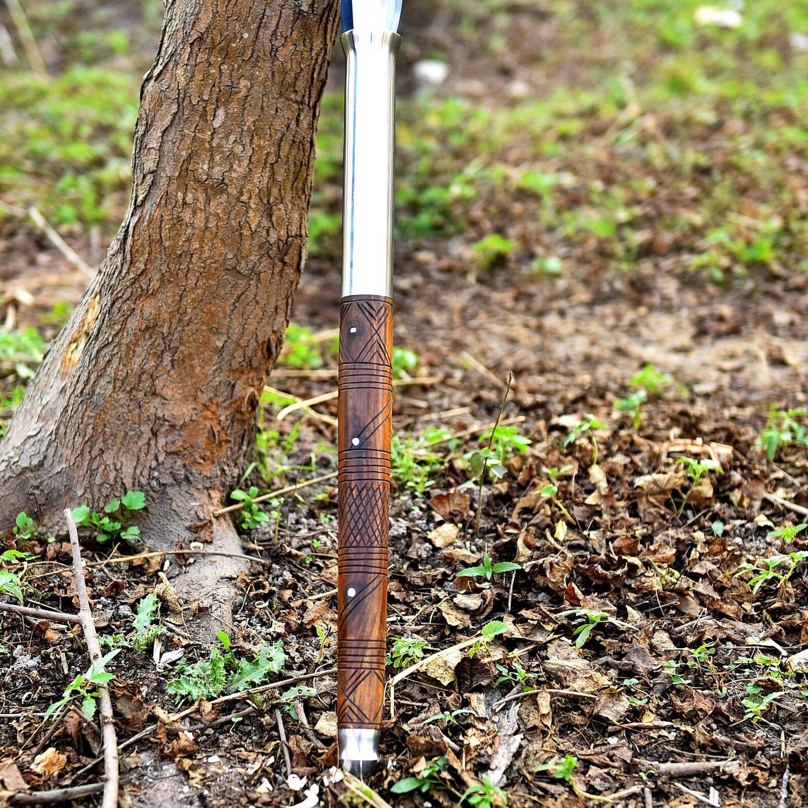 36″ Handmade Carbon Steel Spear – Full Tang with Sheath & Hand-Carved Pommel | Decorative Collectable Gift - Image 5