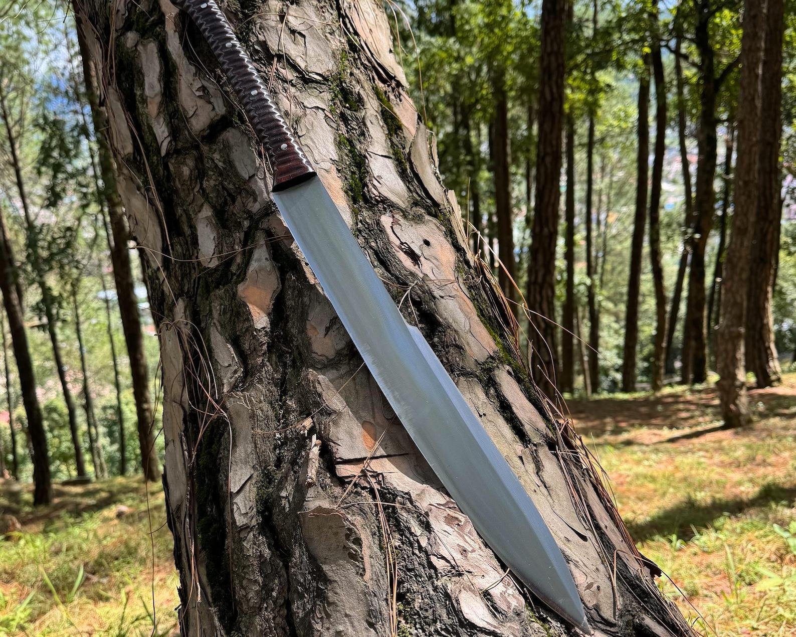 Hand-Forged Carbon Steel Machatte Knife: 18" Collectible & gifted - Image 3