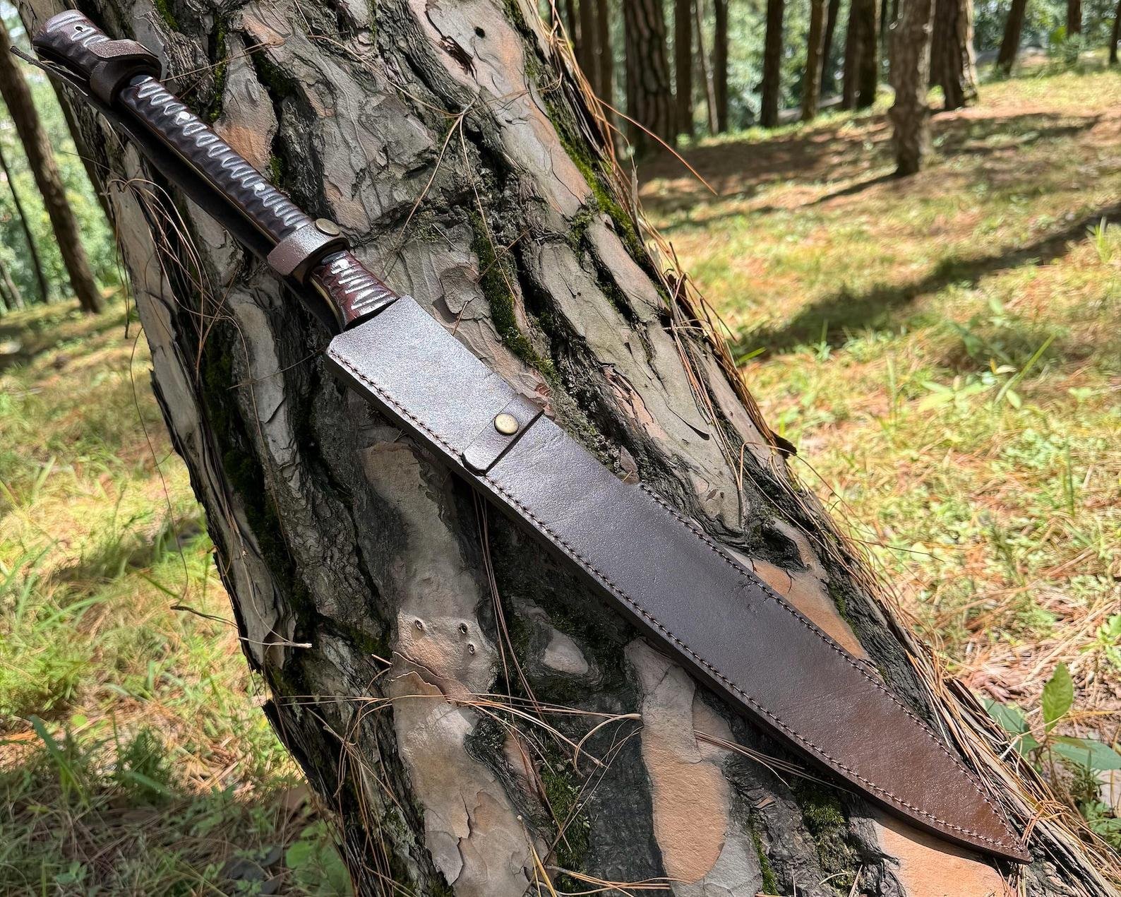 Hand-Forged Carbon Steel Machatte Knife: 18" Collectible & gifted - Image 2