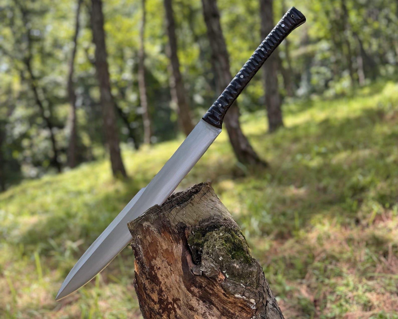 Hand-Forged Carbon Steel Machatte Knife: 18" Collectible & gifted