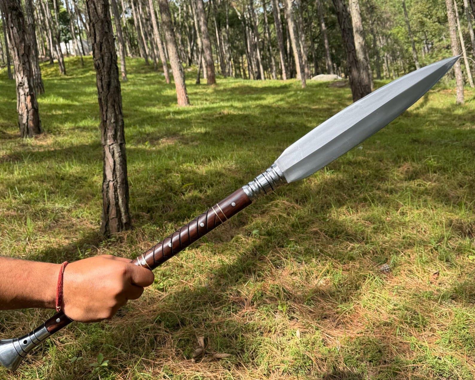 Custom made Viking Spear Sword | High Carbon Steel Blade w/Rosewood Handle - Image 9