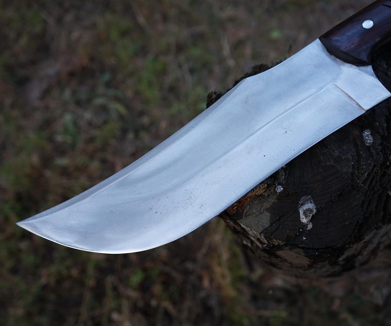 Hand-Forged Carbon Steel Bowie Knife: Collectible Rosewood Handle, Leather Sheath - Image 6