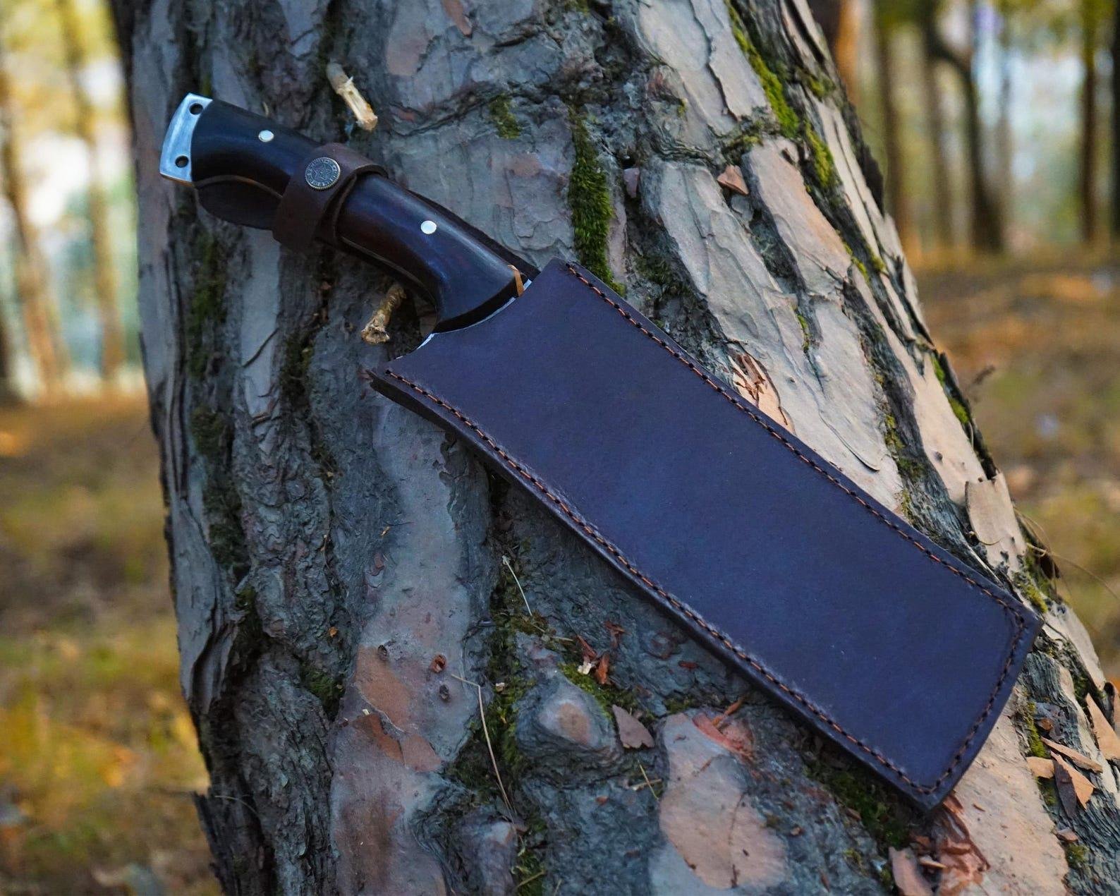 Hand-Forged Spring Steel Machete Knife | Full Tang-Leather Sheath - Image 3