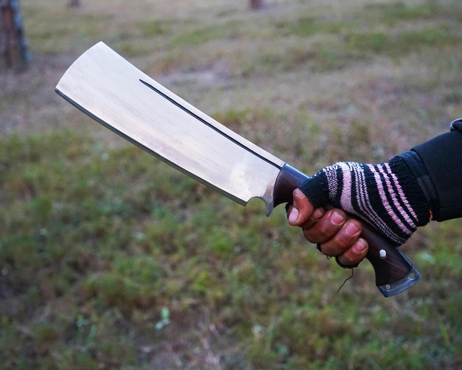 Hand-Forged Spring Steel Machete Knife | Full Tang-Leather Sheath - Image 2