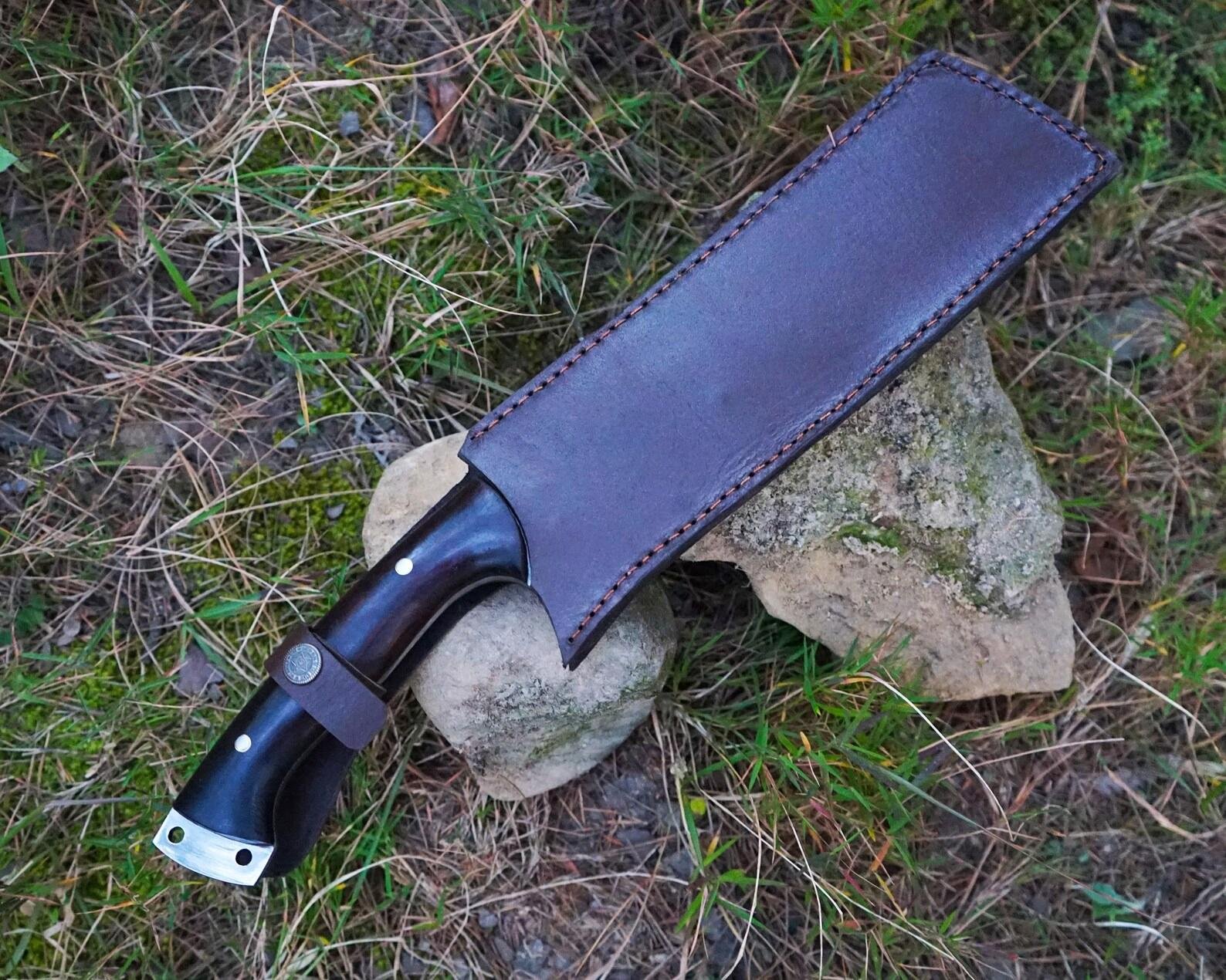 Hand-Forged Spring Steel Machete Knife | Full Tang-Leather Sheath - Image 6