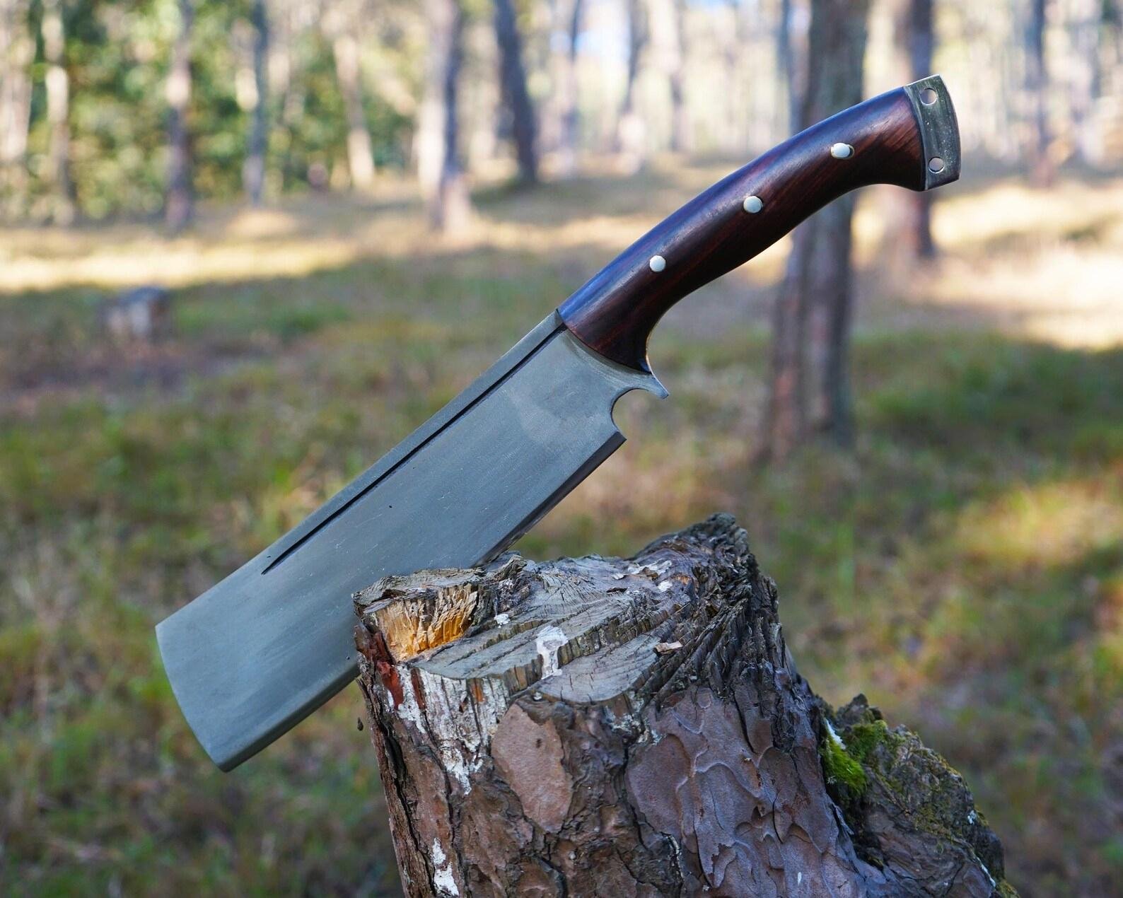 Hand-Forged Spring Steel Machete Knife | Full Tang-Leather Sheath - Image 7