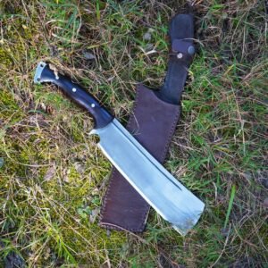 Hand-Forged Spring Steel Machete Knife | Full Tang-Leather Sheath
