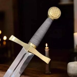 Handmade Excalibur Sword: High Carbon Steel Blade, Leather Sheath