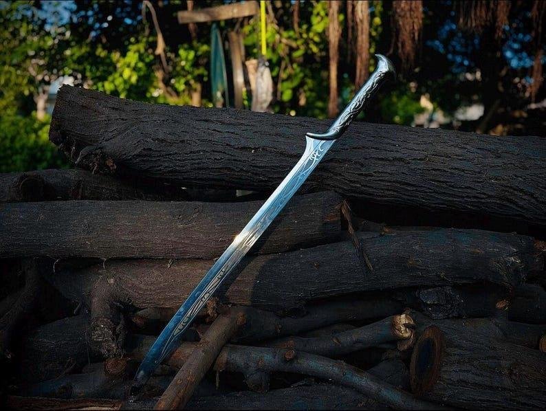 Handmade Viking Elven Sword with leather sheath and wall Mount - Image 5
