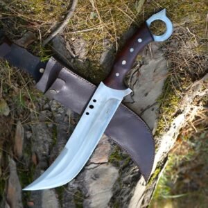 Forged 5160 Steel Bowie Knife: Rosewood Handle w/Sheath