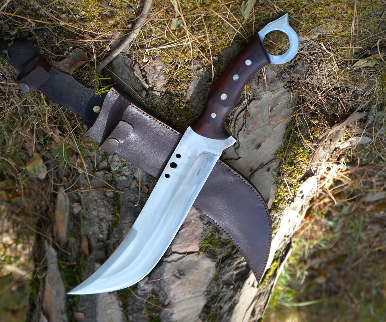 Forged 5160 Steel Bowie Knife: Rosewood Handle w/Sheath