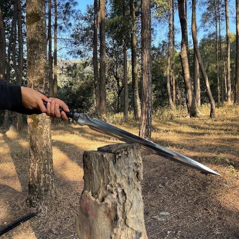 Custom Handmade Viking Spear Sword | Carbon Steel Hunting & Camping Blade with sheath - Image 5