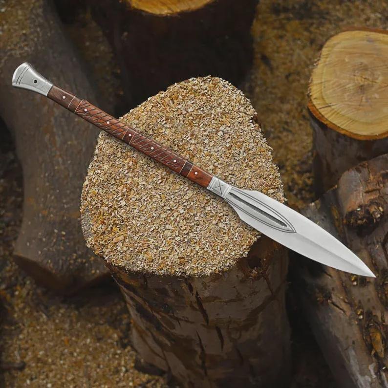 Handmade Viking Spear: 5160 Carbon Steel Leaf Spring, Rosewood Handle - Image 2