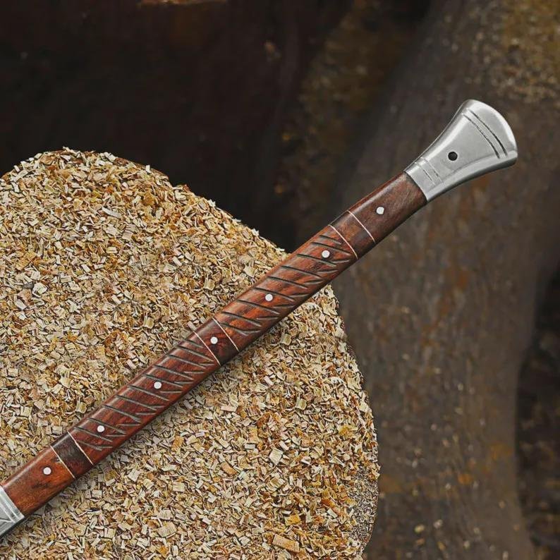 Handmade Viking Spear: 5160 Carbon Steel Leaf Spring, Rosewood Handle - Image 4