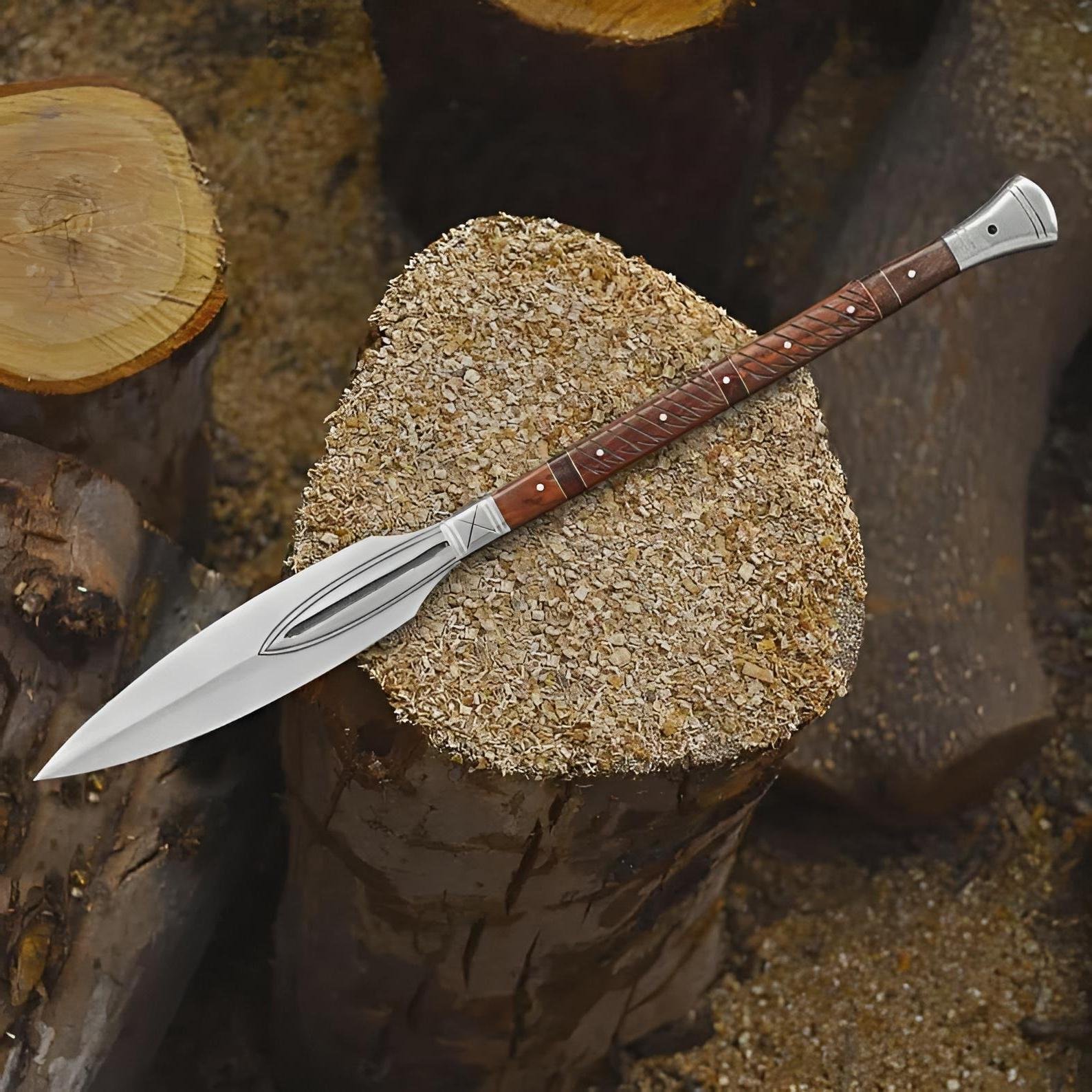 Handmade Viking Spear: 5160 Carbon Steel Leaf Spring, Rosewood Handle - Image 3