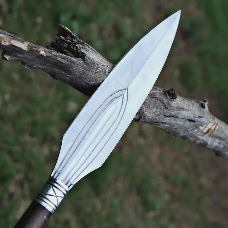 Handmade Viking Spear: 5160 Carbon Steel Leaf Spring, Rosewood Handle