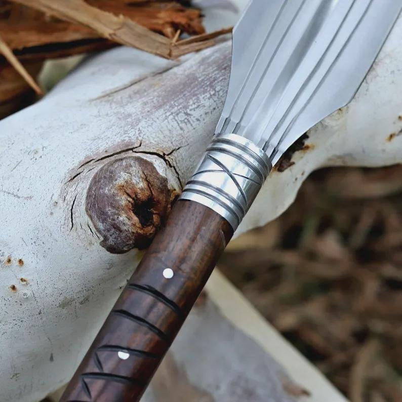 Handmade Viking Spear: 5160 Carbon Steel Leaf Spring, Rosewood Handle - Image 6