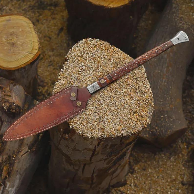 Handmade Viking Spear: 5160 Carbon Steel Leaf Spring, Rosewood Handle - Image 5