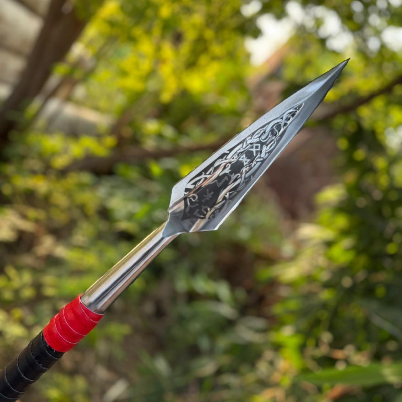 Hand-Forged High Carbon Steel Viking spear | 34" Full Tang Ashwood Handle - Image 4