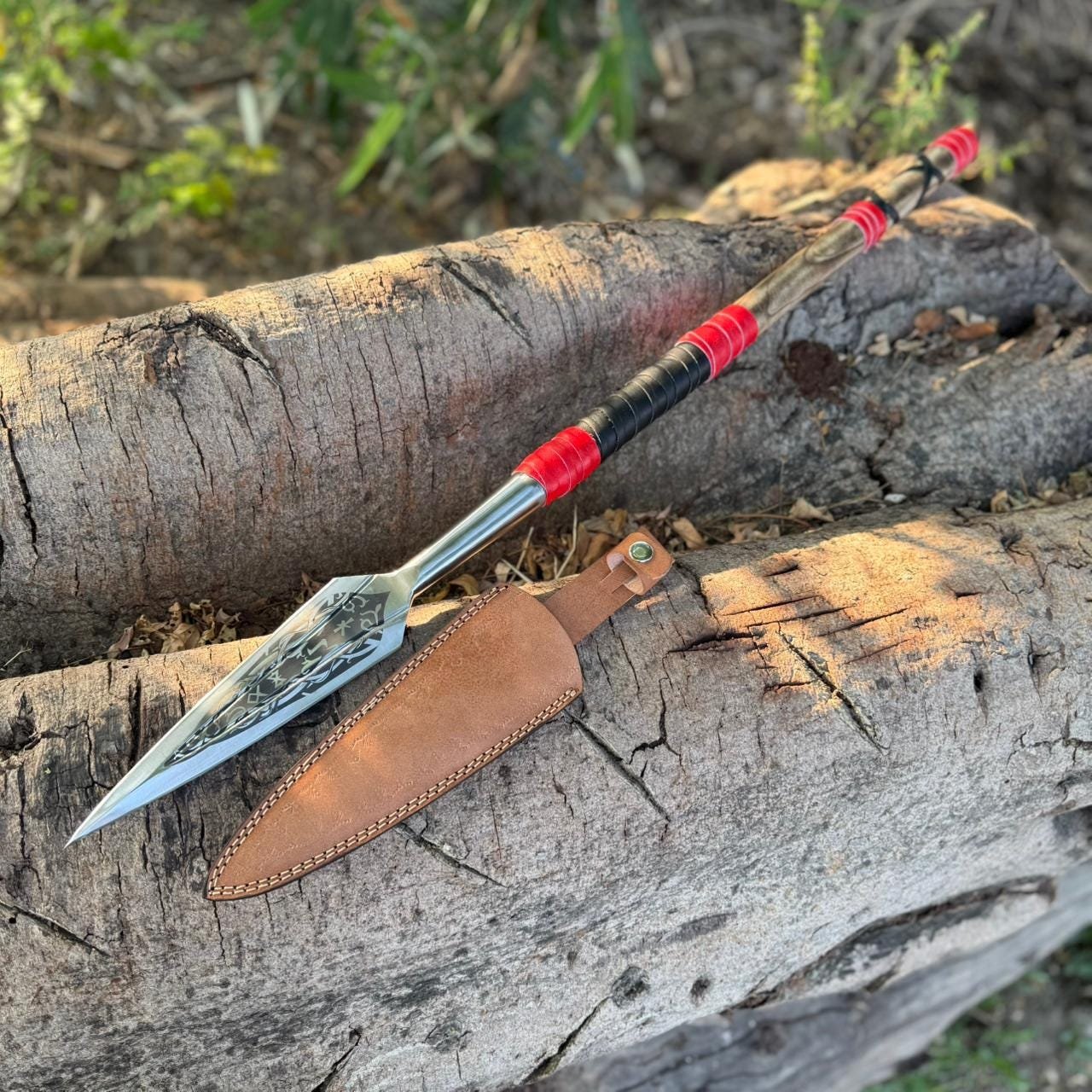 Hand-Forged High Carbon Steel Viking spear | 34" Full Tang Ashwood Handle - Image 3