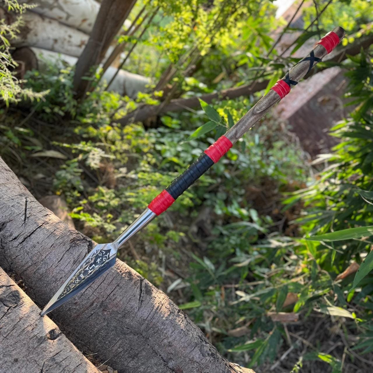 Hand-Forged High Carbon Steel Viking spear | 34" Full Tang Ashwood Handle - Image 6