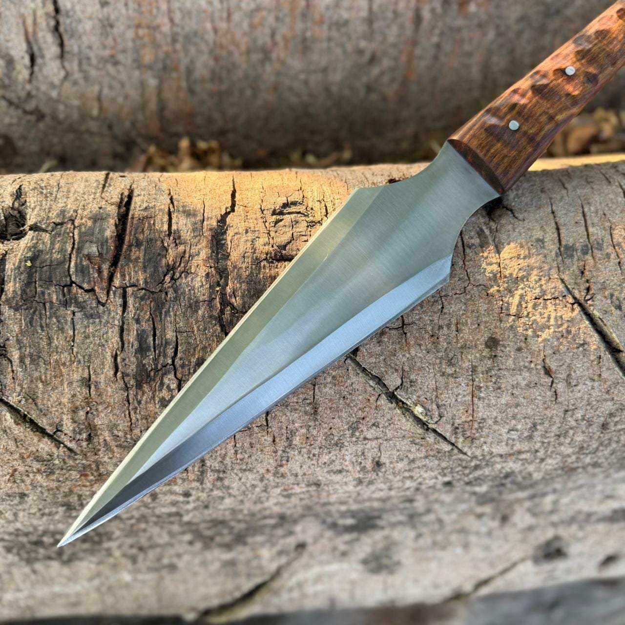 Hand-Forged High Carbon Steel Viking Spear : Rosewood Handle with Leather Sheath - Image 9