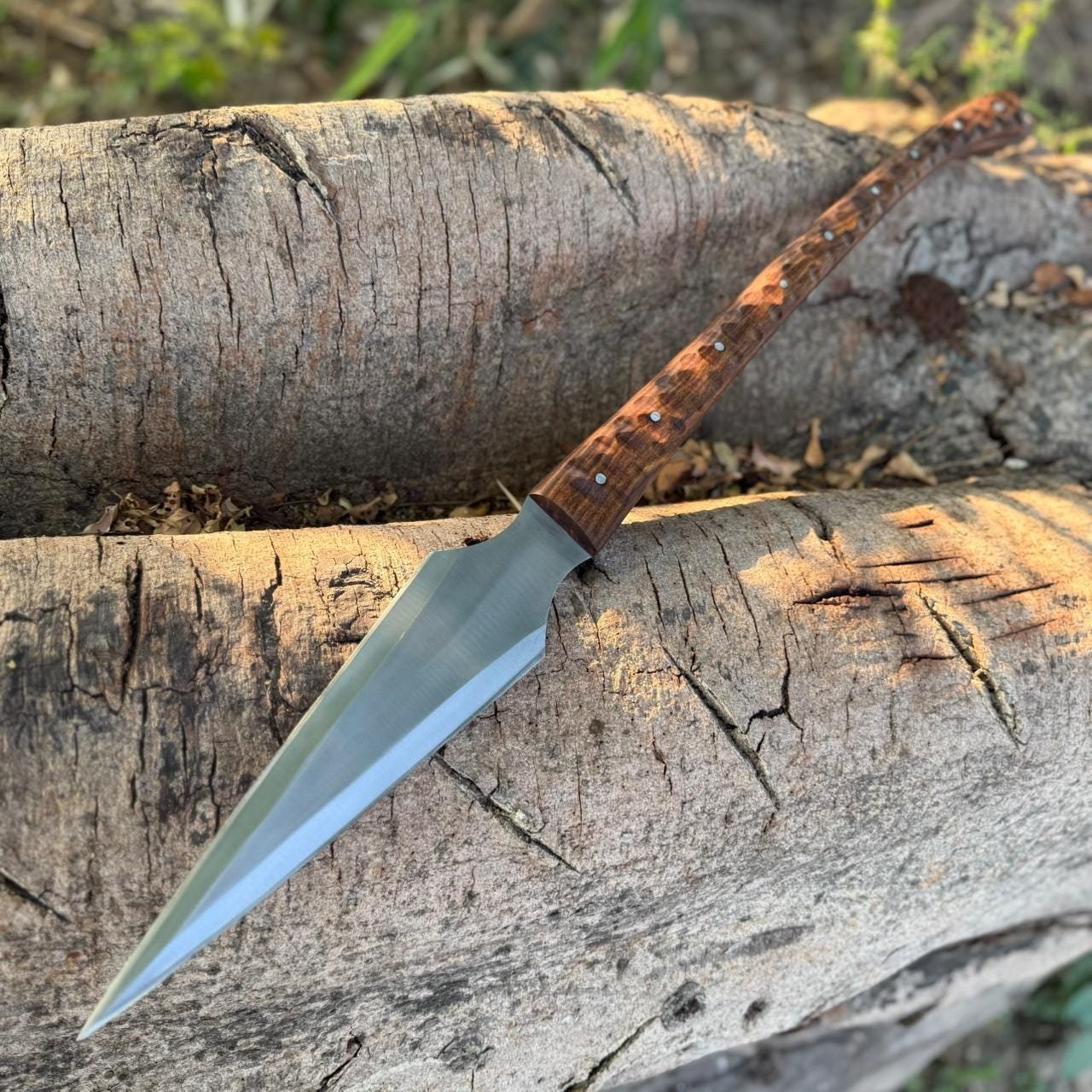 Hand-Forged High Carbon Steel Viking Spear : Rosewood Handle with Leather Sheath - Image 2
