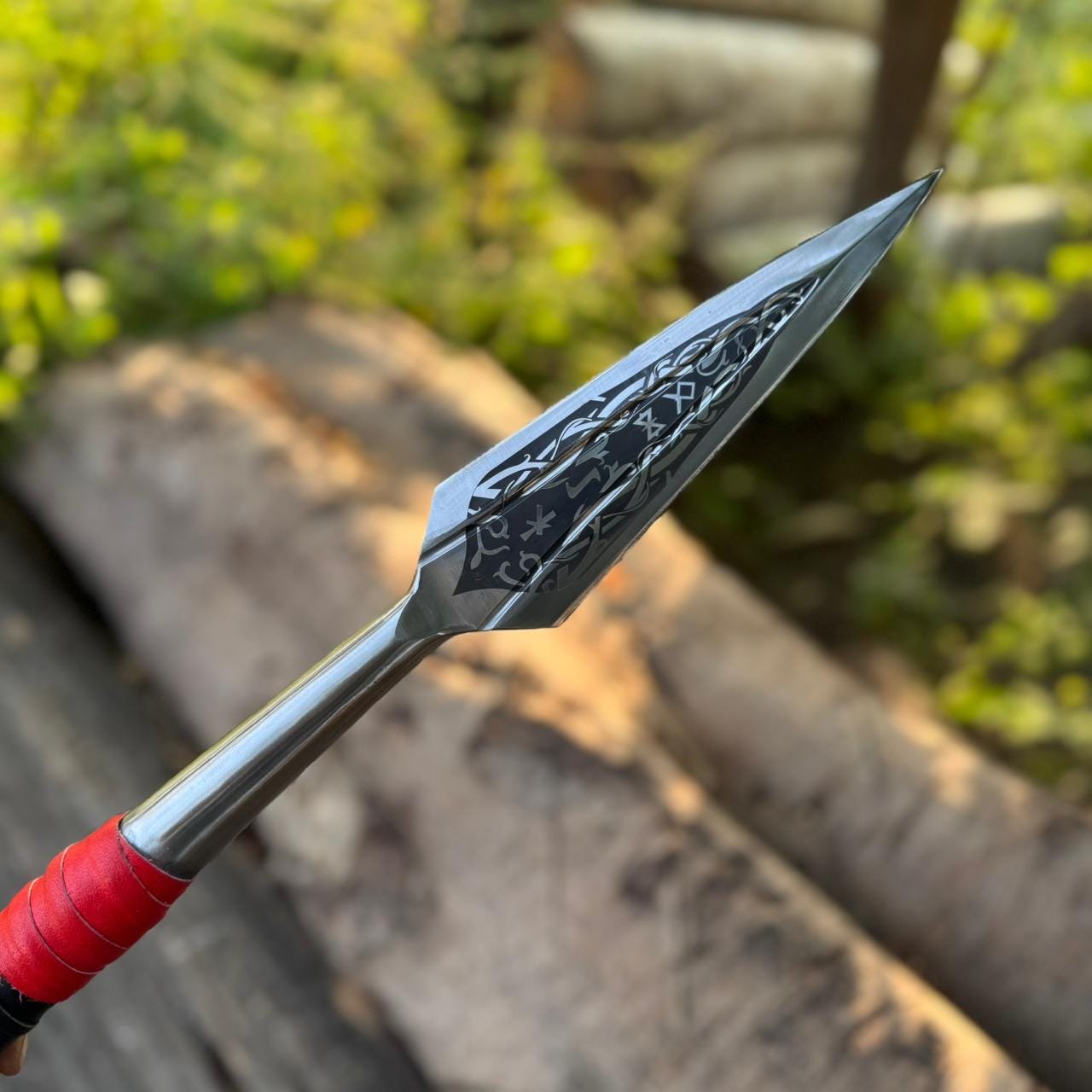 Hand-Forged High Carbon Steel Viking spear | 34" Full Tang Ashwood Handle - Image 5