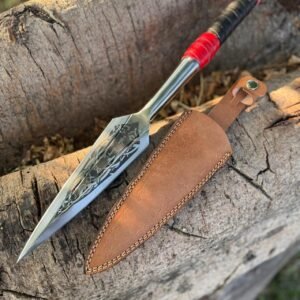 Hand-Forged High Carbon Steel Viking spear | 34" Full Tang Ashwood Handle