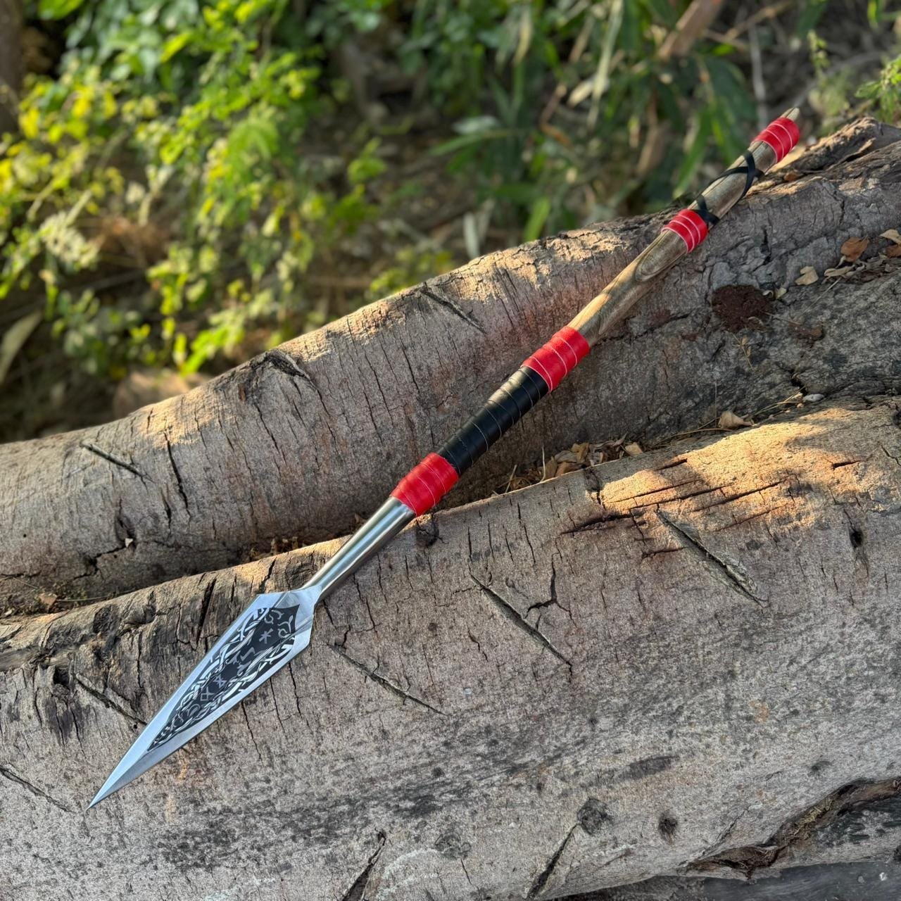 Hand-Forged High Carbon Steel Viking spear | 34" Full Tang Ashwood Handle - Image 9