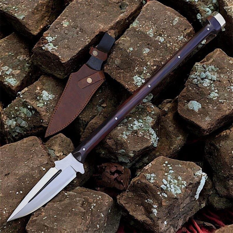 Hand Forged Viking Hunting Spear – 25” Blade with Leather Sheath