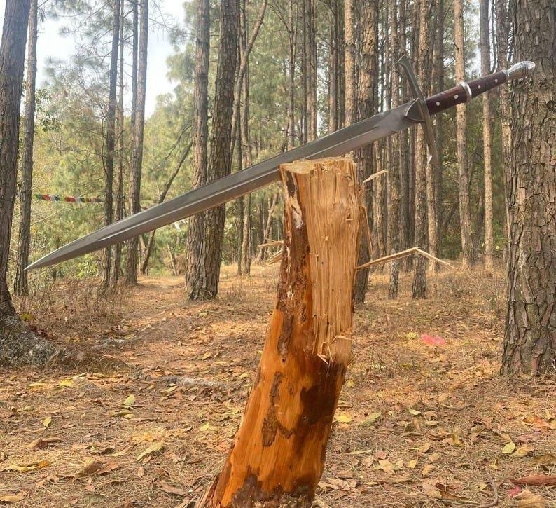 Hand Forged Carbon Steel Sword Full Tang 36" Rosewood Handle Gift - Image 4