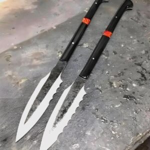 Set Of 2 Hand-Forged High Carbon Steel Spear Sword: G10 Handle Hunting Tool