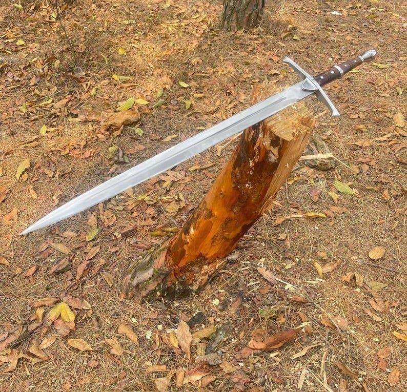 Hand Forged Carbon Steel Sword Full Tang 36" Rosewood Handle Gift - Image 2