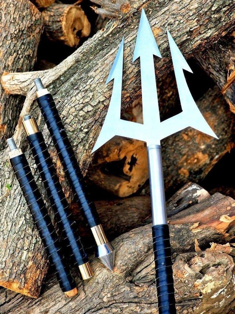 Hand Forged Carbon Steel Spear 50" Leather Handle Medieval Display - Image 7