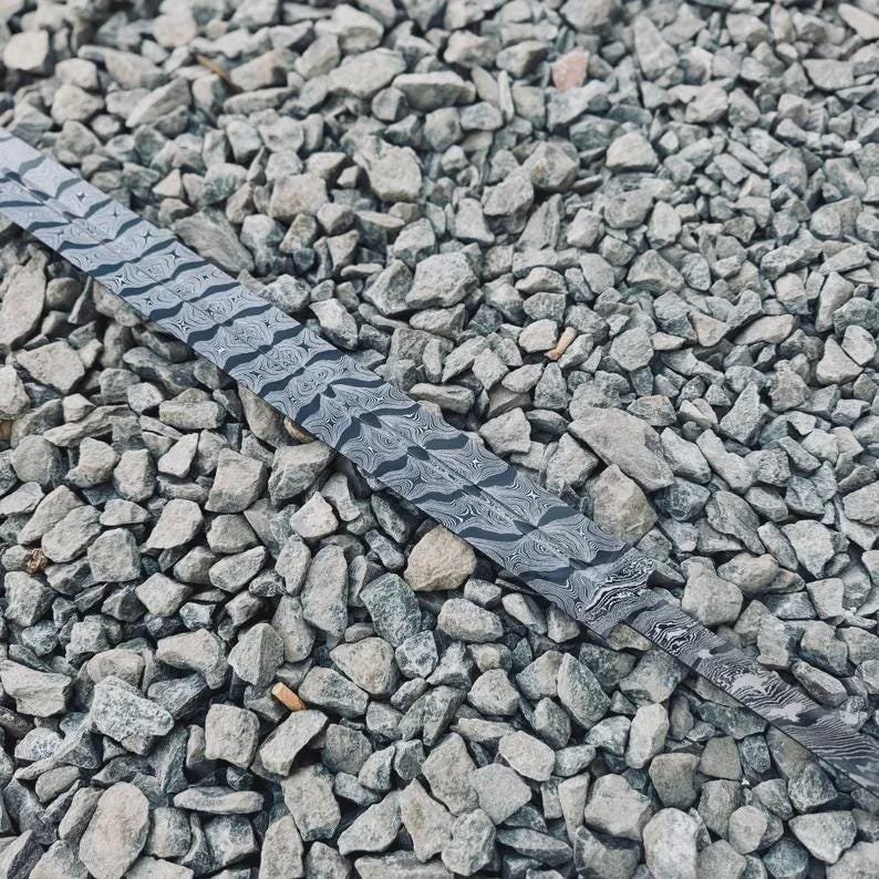 31" Damascus Steel Sword Blade Blank | Snake Pattern Forging Stock for Custom Sword Making - Image 2
