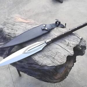 Hand-Forged Carbon Steel Hunting Spear, Viking Spear Rosewood Handle, Outdoor Gift for Him