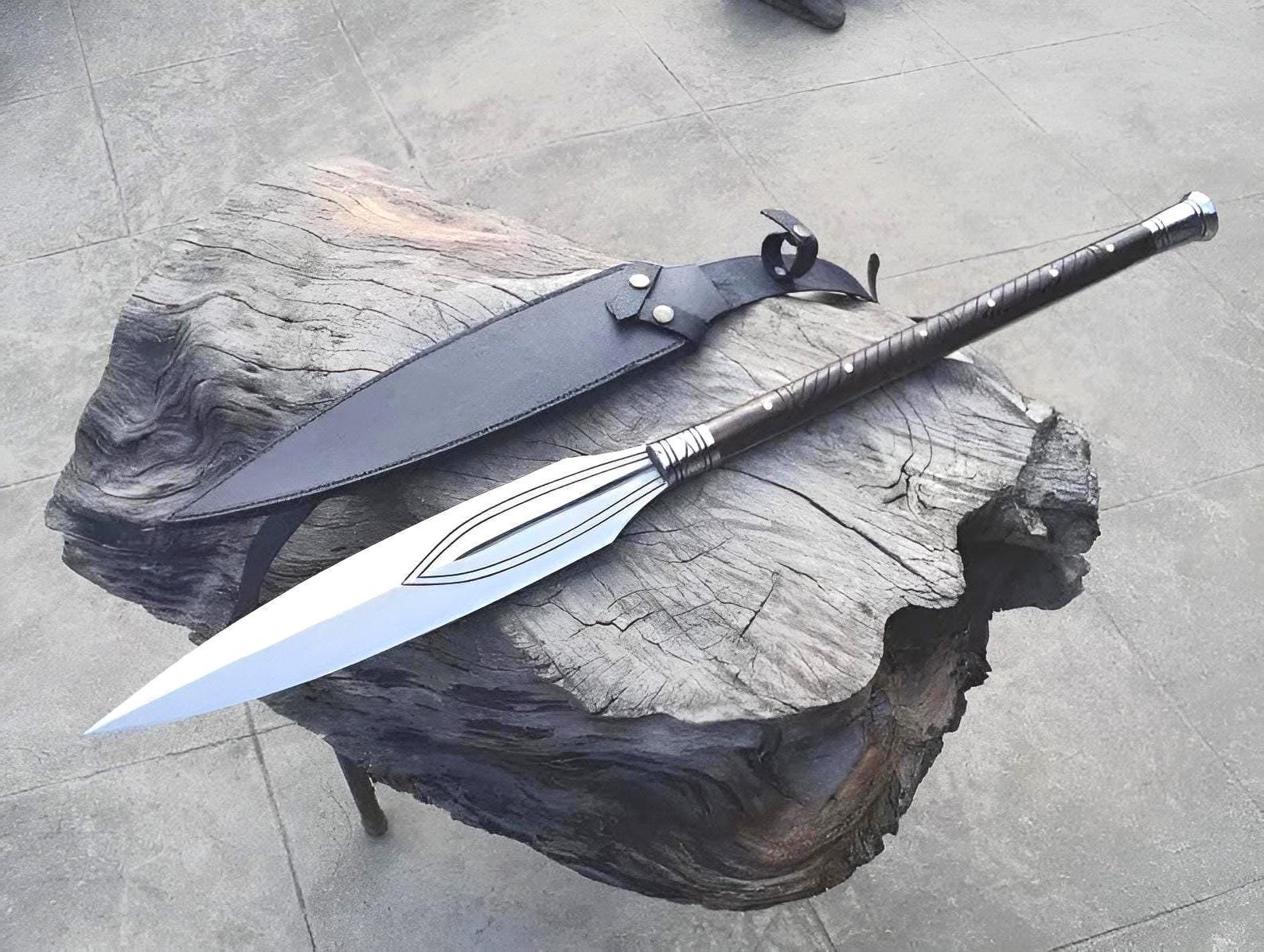 Hand-Forged Carbon Steel Hunting Spear, Viking Spear Rosewood Handle, Outdoor Gift for Him